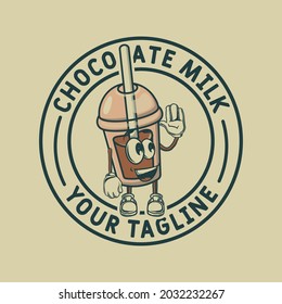 cocholate milk logo mascot illustration vintage style