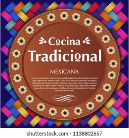 Cocina Tradicional Mexicana (Mexican Traditional Food in spanish) Clay Plate Composition – Copy Space