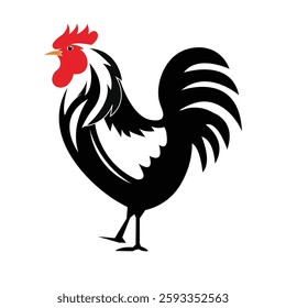 cock bird animal vector icon 