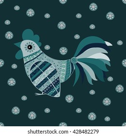 Cock bird ethnic pattern