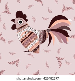 Cock bird ethnic pattern