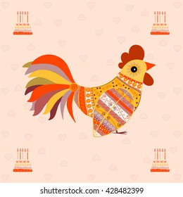 Cock bird ethnic pattern