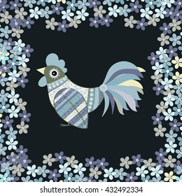 Cock bird ethnic pattern