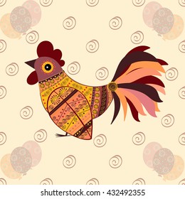 Cock bird ethnic pattern birthday balloons