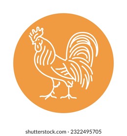 Cock black line icon. Farm animals. Pictogram for web page, mobile app, promo.