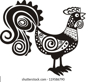 Cock black pattern vector illustration