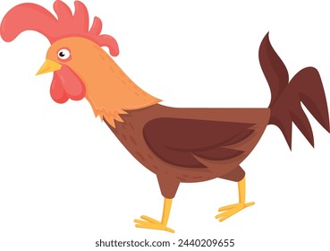 Cock cartoon icon. Funny chicken. Farm rooster