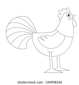Cock cartoon. Outlined object with black stroke.