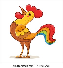 Cock. Cartoon vector illustration. Cartoon rooster isolated on a white background.