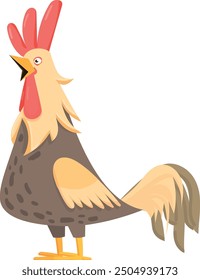 Cock color icon. Funny poultry. Farm bird