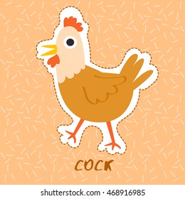 Cock : Cute Animal Set :  Vector Illustration