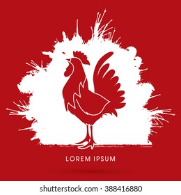 Cock designed on grunge splash brush background graphic vector.