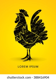 Cock designed using black grunge brush graphic vector.