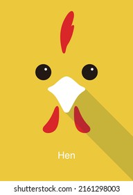 Cock face flat icon design, vector illustration