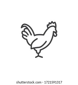 Cock farm animal line icon. linear style sign for mobile concept and web design. Livestock, rooster side view outline vector icon. Symbol, logo illustration. Vector graphics