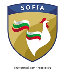 Cock, flag of Bulgaria, Sofia, illustration, vector