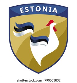 Cock, flag of Estonia, Logo, illustration, vector