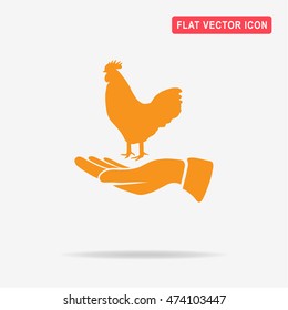 Cock and hand icon. Vector concept illustration for design.