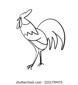 Cock. A hand-drawn sketch. Black and white Vector doodle illustration