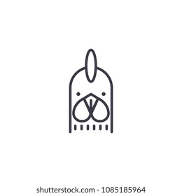 cock head vector line icon, sign, illustration on background, editable strokes