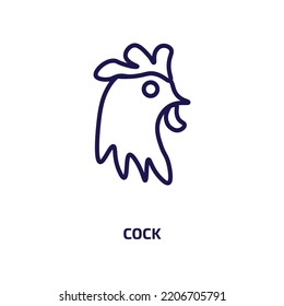 cock icon from animals collection. Thin linear cock, bird, food outline icon isolated on white background. Line vector cock sign, symbol for web and mobile