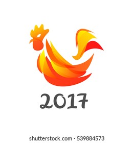 Cock icon. Cock logo. Cock as symbol of new year 2017 in Chinese calendar.