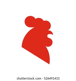 Cock icon, red rooster silhoet 
