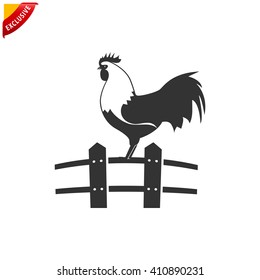 cock icon, vector chicken logo, isolated hen icon