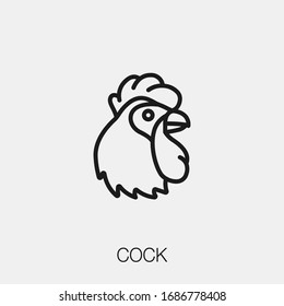 cock icon vector. Linear style sign for mobile concept and web design. rooster symbol illustration. Pixel vector graphics - Vector.