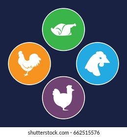 Cock icons set. set of 4 cock filled icons such as