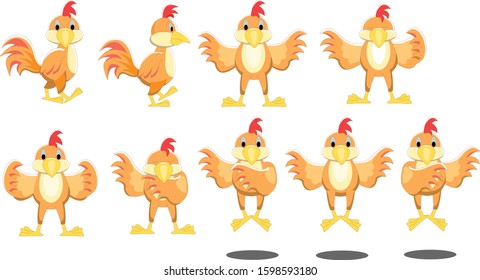 cock Ken rooster cartoon frames and poses