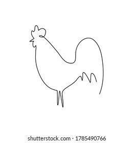 Cock line icon. Farm animal continuous line drawn vector illustration.