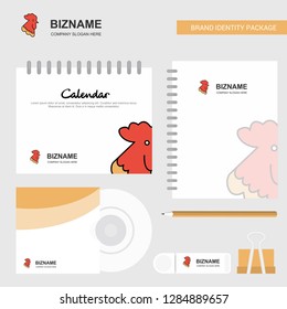 Cock  Logo, Calendar Template, CD Cover, Diary and USB Brand Stationary Package Design Vector Template