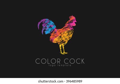 Cock logo. Color cock. Bird logo design.