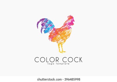 Cock logo. Color cock. Bird logo design.