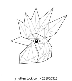 Cock. Low polygon linear vector illustration