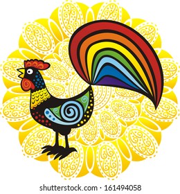 Cock nature pattern round background vector illustration