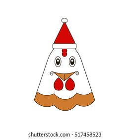 cock in a New Year's cap in 2017.
flat style. vector illustration.