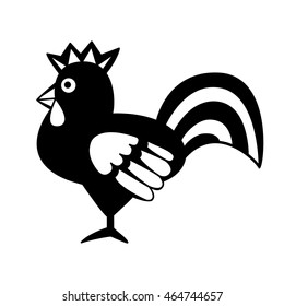Cock on white background. Cute  Rooster sketch. Symbol of Chinese year zodiac 2017. Vector design element for New Year's design.