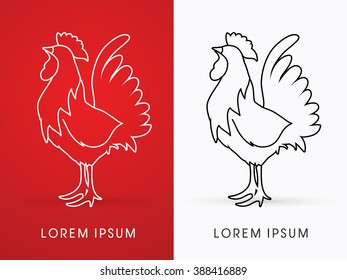 Cock outline graphic vector.