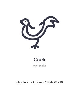 cock outline icon. isolated line vector illustration from animals collection. editable thin stroke cock icon on white background