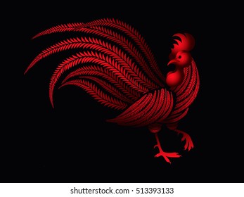 Cock with red feathers