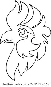 Cock rooster bird logo icon continuous line art drawing vector illustration Hand drawn.