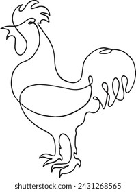 Cock rooster bird logo icon continuous line art drawing vector illustration Hand drawn.