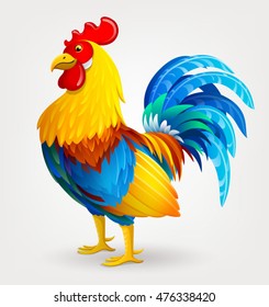 Cock or rooster. Vector illustration on a light background.