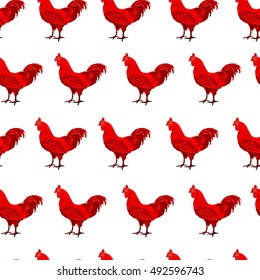  cock seamless, red cock pattern