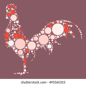 cock shape vector design by color point
