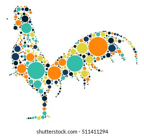 cock shape vector design by color point
