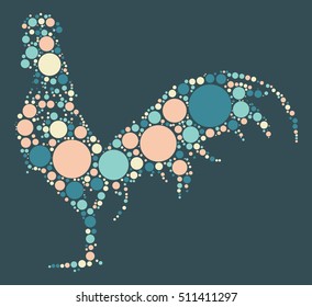 cock shape vector design by color point
