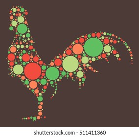 cock shape vector design by color point
